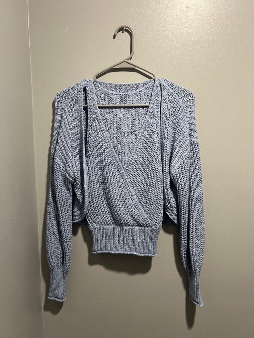 Light Blue Women's Knit Wrap Tank Top and Cardigan